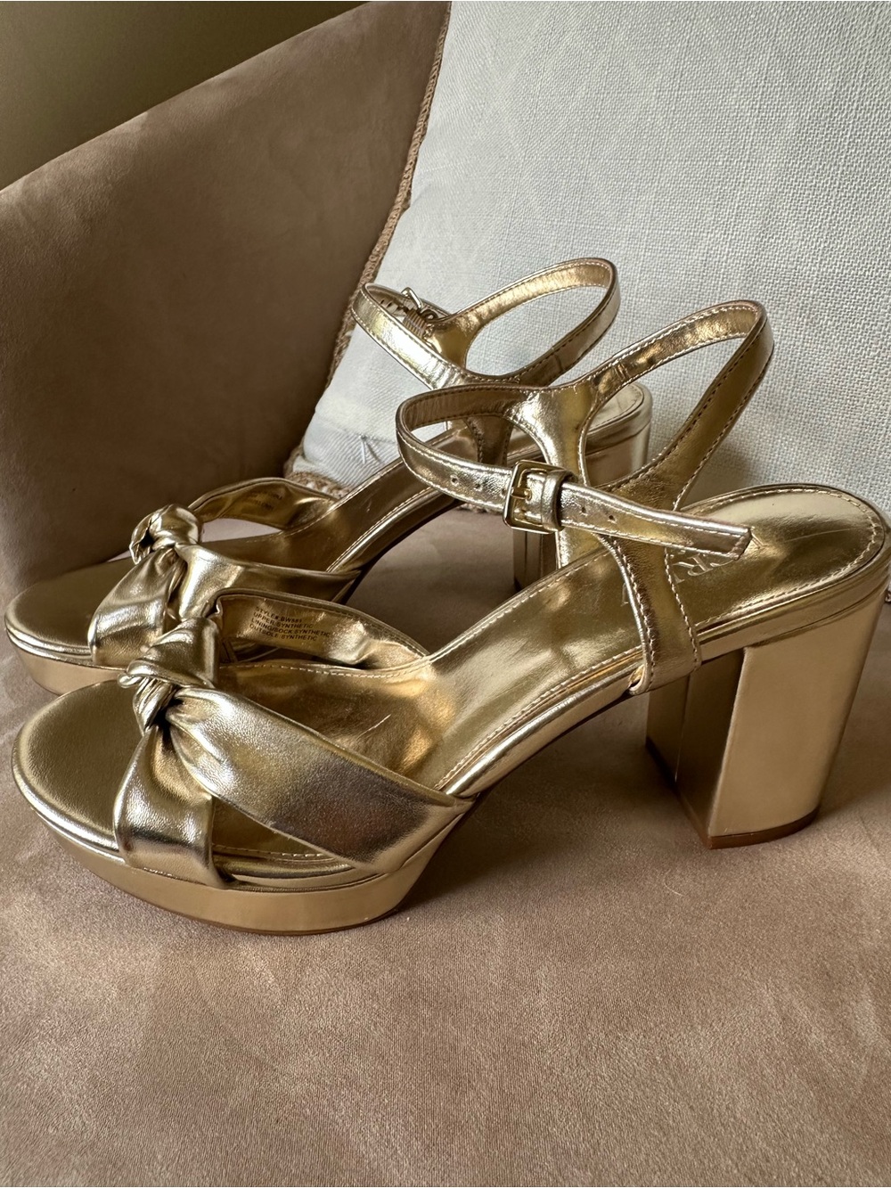 J. Crew Metallic Gold Knotted Platform Heels - Picture 3 of 11